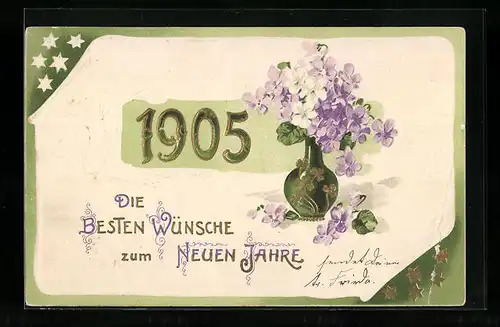 Künstler-AK Glückwünsche zum neuen Jahr 1905, Jahreszahl