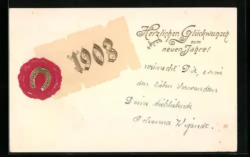 AK Jahreszahl 1903, Siegel mit Hufeisen
