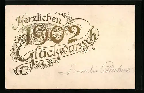 AK Jahreszahl 1902 mit Blüten