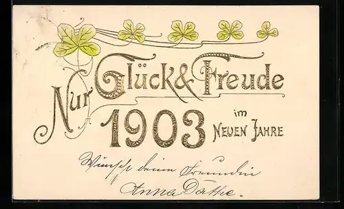AK Nur Glück und Freude, Jahreszahl 1903