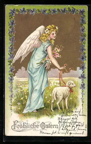 AK Osterengel mit Lamm
