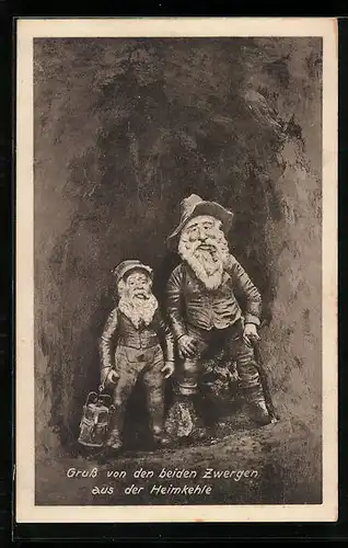 AK Gruss von den beiden Zwergen aus der Heimkehle