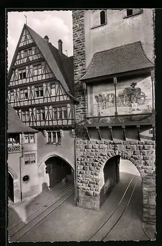 AK Freiburg i. B., Schwabentor aus der Vogelschau