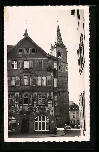 AK Villingen, Strassenpartie mit Café Raben