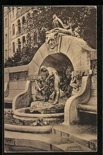AK Leipzig, Blick zum Märchenbrunnen