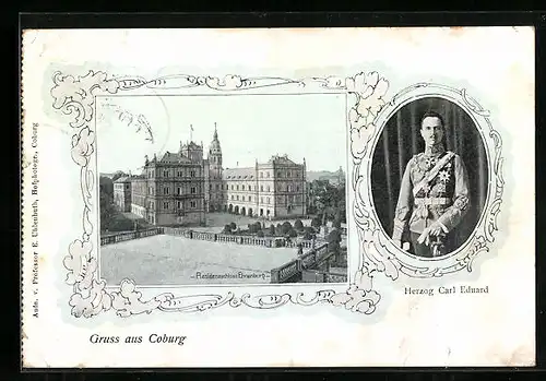AK Coburg, Residenzschloss Ehrenburg, Herzog Carl Eduard von Sachsen-Coburg-Gotha
