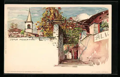 Künstler-AK Manuel Wielandt: Isola Pescatori, Ortspartie