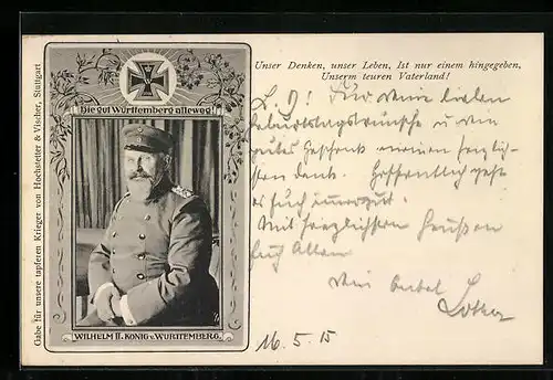 AK Wilhelm II., König von Württemberg in Uniform