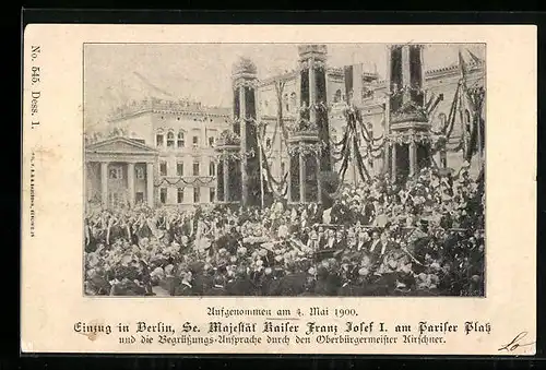 AK Berlin, Kaiser Franz Josef I. von Österreich am Pariser Platz