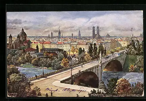 Künstler-AK Richard Wagner: München, Blick zum Maximilianeum