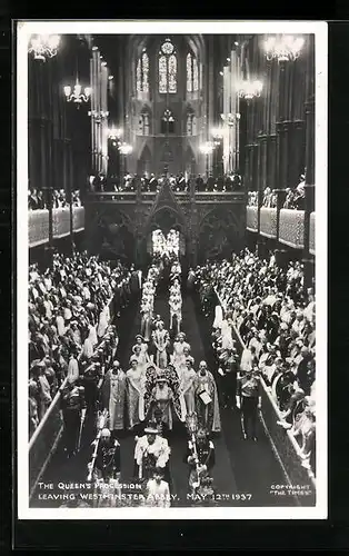 AK The Queen`s von England Procession leaving Westminster Abbey, 1937