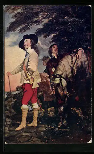 Präge-AK König Charles I. von England und weisses Pferd