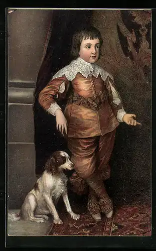 AK Sohn Karls I. von England mit seinem Hund