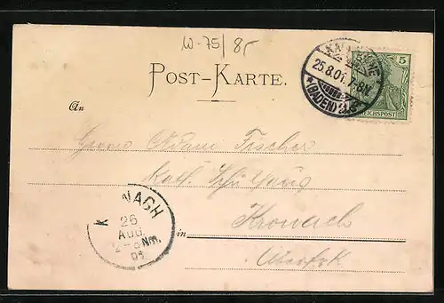 AK Karlsruhe, Gasthaus Schwarzwaldhaus und Lauterberg bei Mondschein