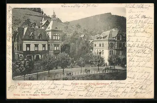 AK Wildbad, König-Karl-Strasse mit Spaziergängern