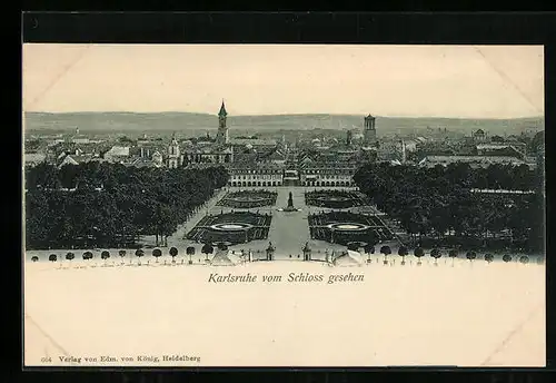 AK Karlsruhe, Teilansicht vom Schloss gesehen