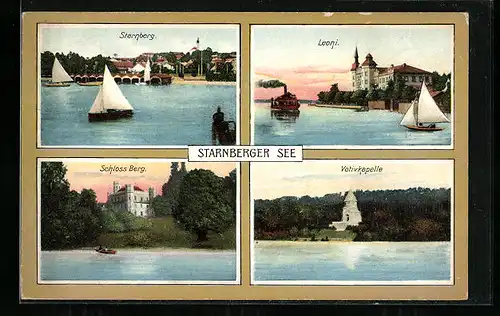 AK Starnberg /Starnberger See, Schloss Berg, Leoni, Votivkapelle