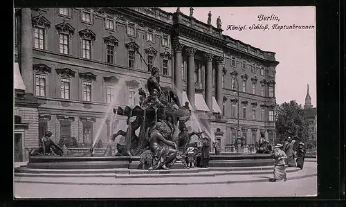 AK Berlin, Königliches Schloss und Neptunbrunnen