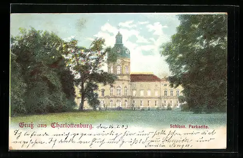 AK Berlin-Charlottenburg, Schloss Parkseite
