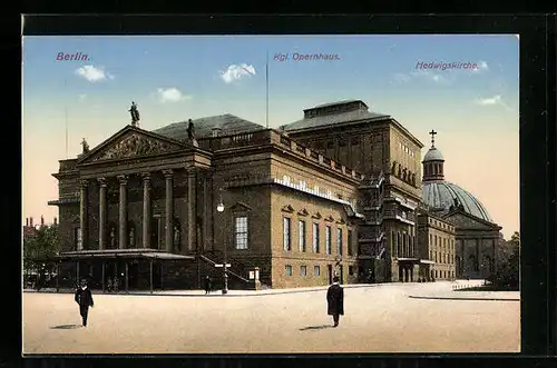 AK Berlin, Königliches Opernhaus und Hedwigskirche