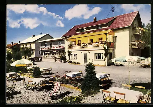 AK Pfaben /Steinwald, Gasthaus und Pension Berggasthof Zrenner, Aussenterrasse