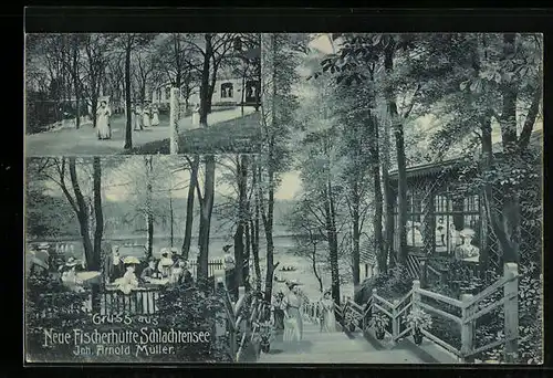 AK Berlin-Schlachtensee, Gasthaus Neue Fischerhütte, Garten