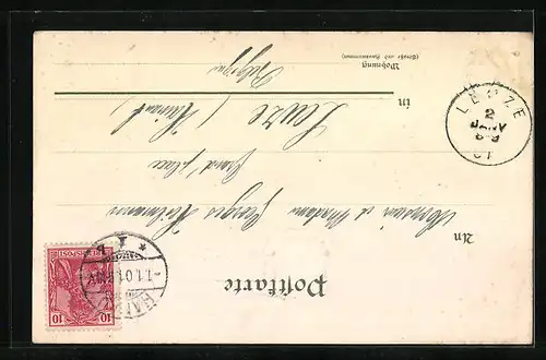 Lithographie Hanau, Marktplatz, Altstädter Rathaus, Wappen