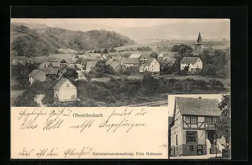 AK Oberellenbach, Kolonialwarenhandlung Fritz Hofmann, Teilansicht