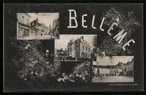 AK Bellême, Rue de Mortagne, Place de l`Eglise et Hotel de Ville