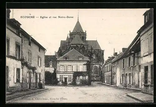 AK Ecouché, Eglise et rue Notre-Dame