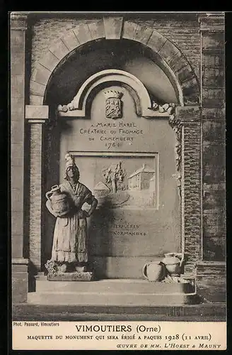 AK Vimoutiers, Maquette du Monument, Marie Harel