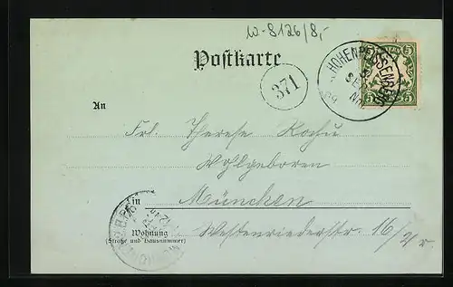 Mondschein-AK Hohenpeissenberg, Ortsansicht mit Kirche