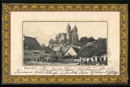 Präge-AK Breisach, Teilansicht mit Kirche