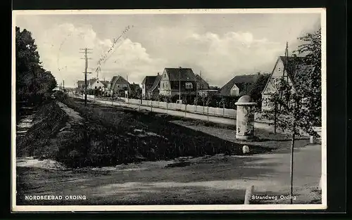 AK Ording, Strandweg Ording, Litfassäule