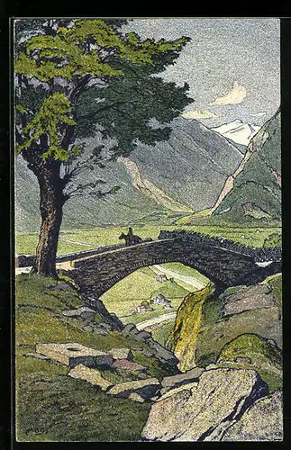 Künstler-AK Carl Moos: Ponte Nel Ticino Settentrionale