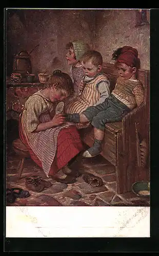 Künstler-AK Hermann Kaulbach: Das Hausmütterchen