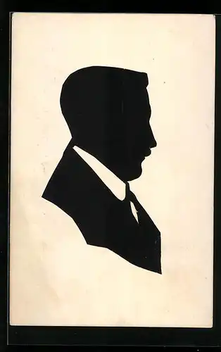 AK Herr im Anzug mit Binder, Scherenschnitt