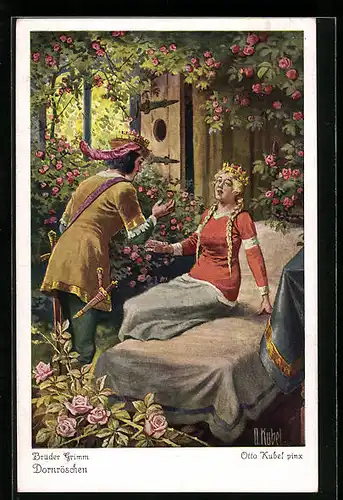Künstler-AK Otto Kubel: Der Prinz hat Dornröschen geweckt