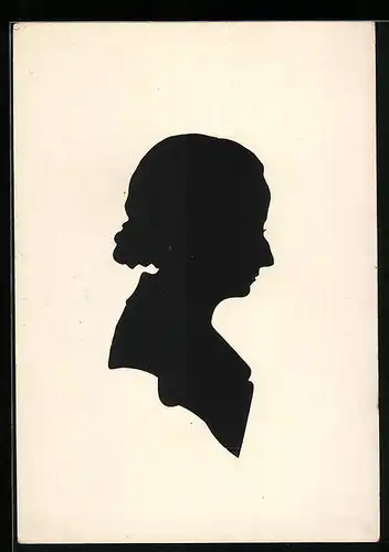AK Scherenschnitt Dame mit markanter Nase