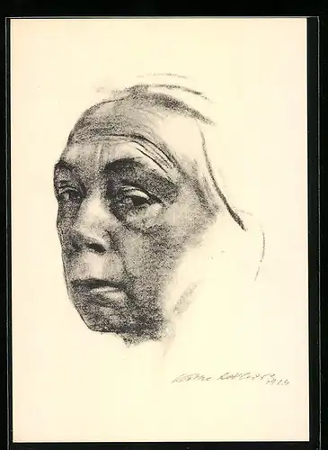 Künstler-AK Käthe Kollwitz: Selbstbildnis, 1924