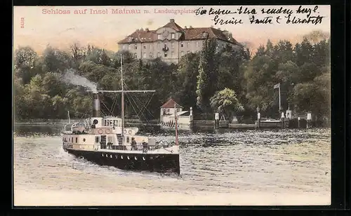 AK Mainau, Schloss und Landungsplatz