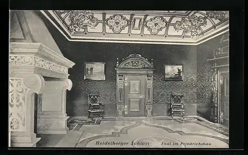 AK Heidelberg, Schloss, Saal im Friedrichsbau