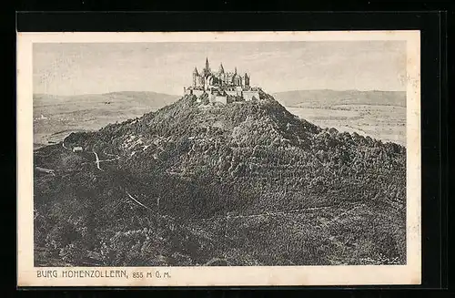 AK Bisingen, Burg Hohenzollern aus der Vogelschau