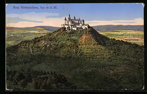 AK Bisingen, Burg Hohenzollern mit Blick ins Land