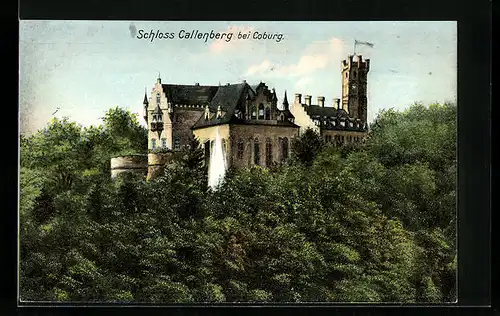 AK Coburg, Schloss Callenberg aus der Vogelschau