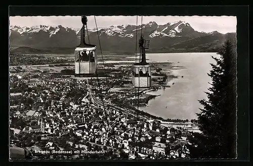 AK Bregenz /Bodensee, Ortsansicht mit Pfänderbahn