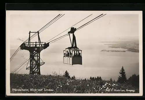 AK Lindau, Ortsansicht mit Pfänderbahn