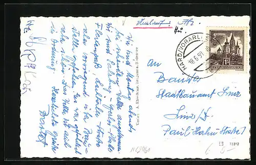 AK Bregenz am Bodensee, Ortsansicht mit Pfänderbahn