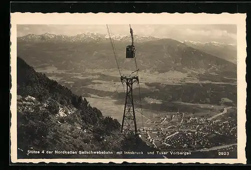 AK Innsbruck, Ortsansicht, Stütze 4 der Nordketten-Seilschwebebahn und Tuxer Vorberge