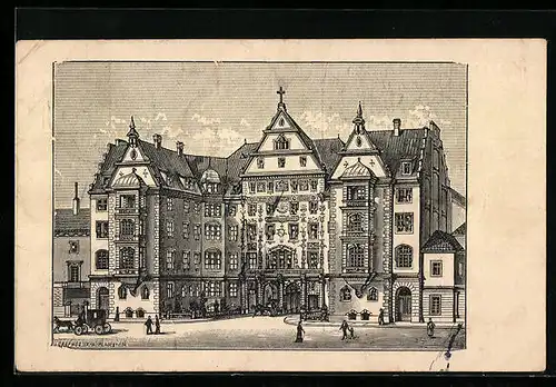 Künstler-AK Dresden, Hotel Hospiz in der Zinzendorfstrasse 17, Vorderansicht